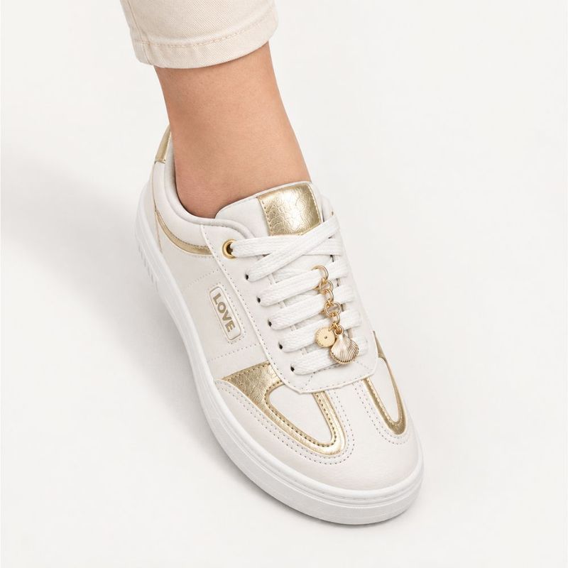 Tênis Zatta Casual Pingente Antonela Dourado