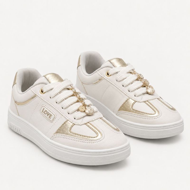 Tênis Zatta Casual Pingente Antonela Dourado