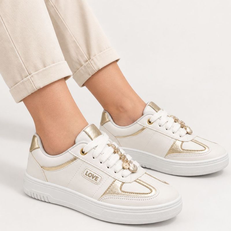 Tênis Zatta Casual Pingente Antonela Dourado