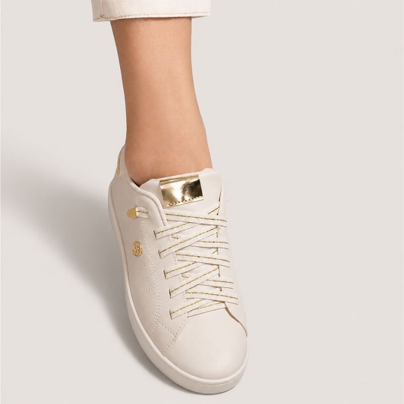 Tênis Zatta Casual Brilho Carlota Creme