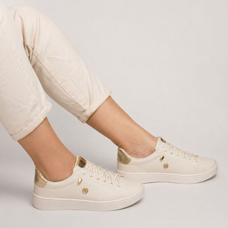 Tênis Zatta Casual Brilho Carlota Creme