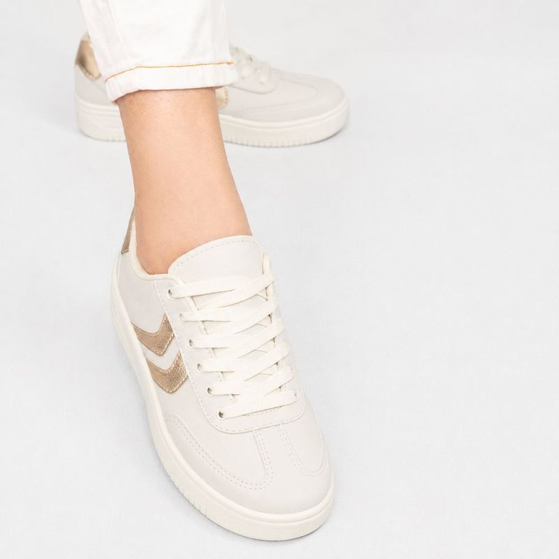Tênis Zatta Casual  Listras Laterias Kalime Off White