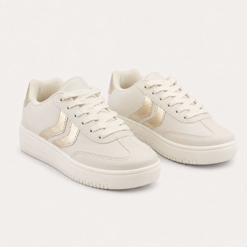Tênis Zatta Casual  Listras Laterias Kalime Off White