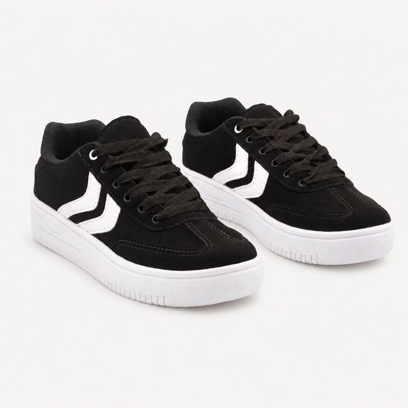Tênis Zatta Casual  Listras Laterias Kalime Preto