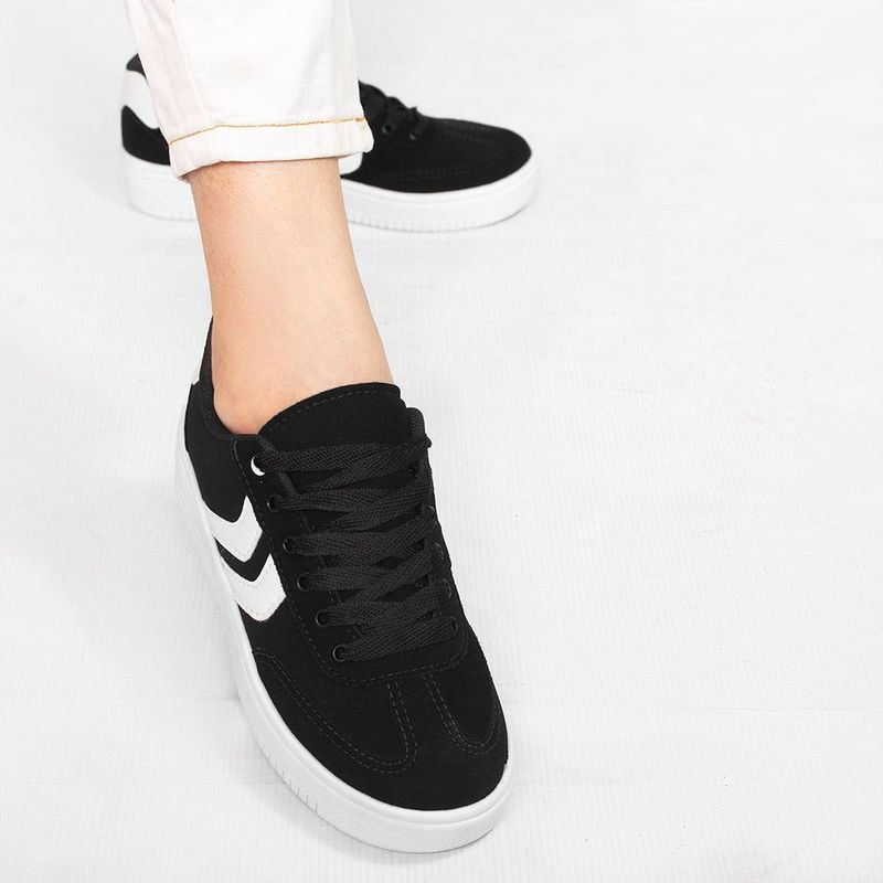 Tênis Zatta Casual  Listras Laterias Kalime Preto