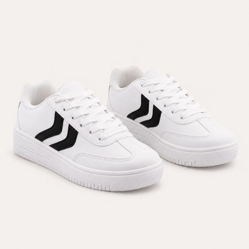 Tênis Zatta Casual  Listras Laterias Kalime Branco