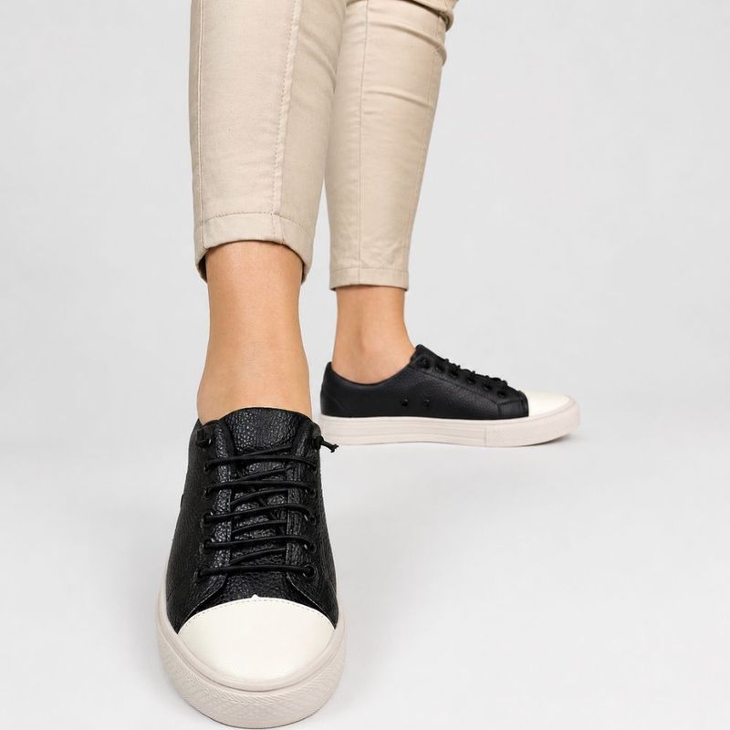 Tênis Zatta Casual com Cadarço de Elástico Madú Preto