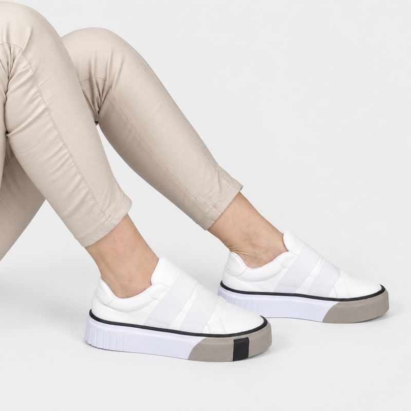 Tênis Zatta Casual  com Elásticos e Solado Alto Luciana Branco