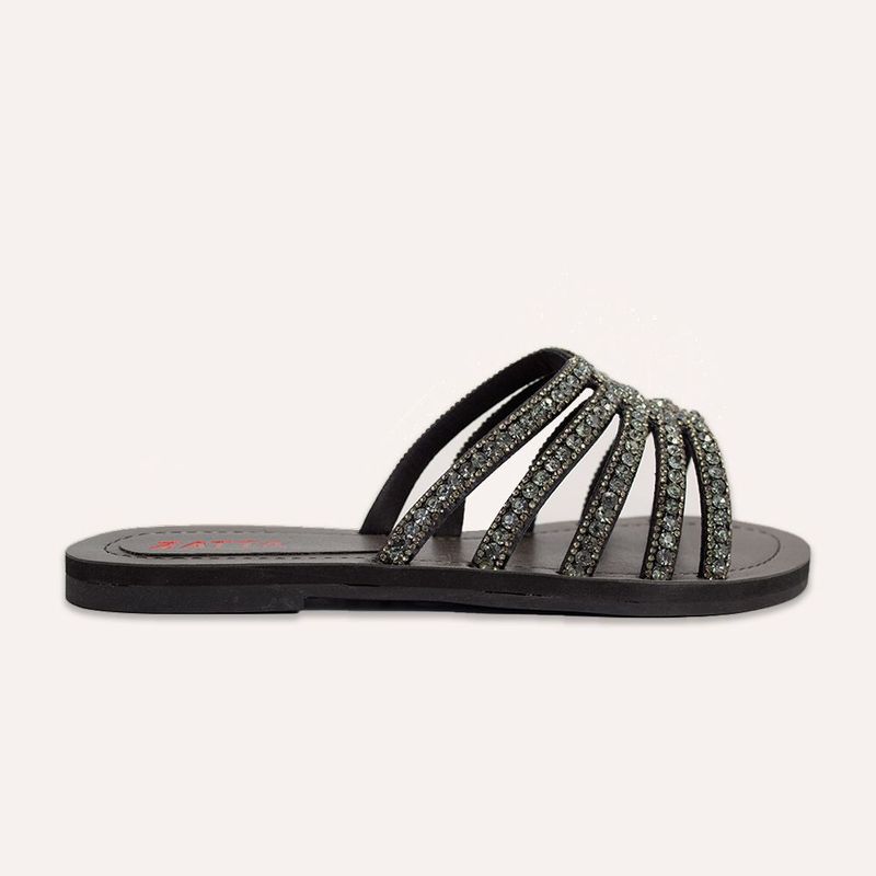 Rasteira Zatta Tiras de Strass Naomi Cristal