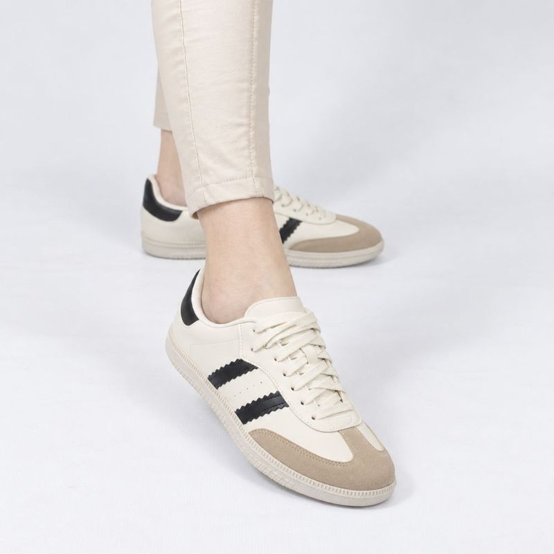 Tênis Zatta  Casual Duas Listras Andressa Off White