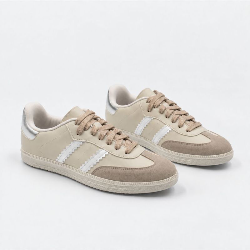 Tênis Zatta  Casual Duas Listras Andressa Creme