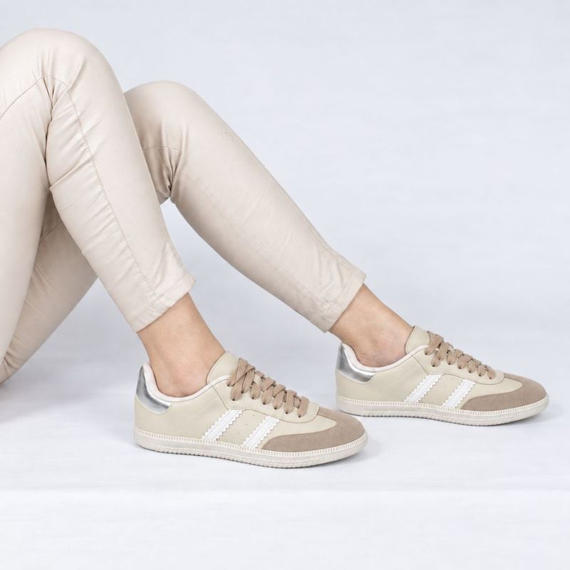 Tênis Zatta  Casual Duas Listras Andressa Creme