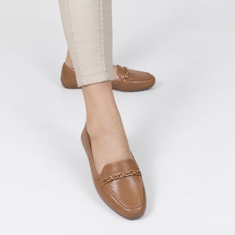 Mocassim Zatta Corrente Flat  Micaela Caramelo