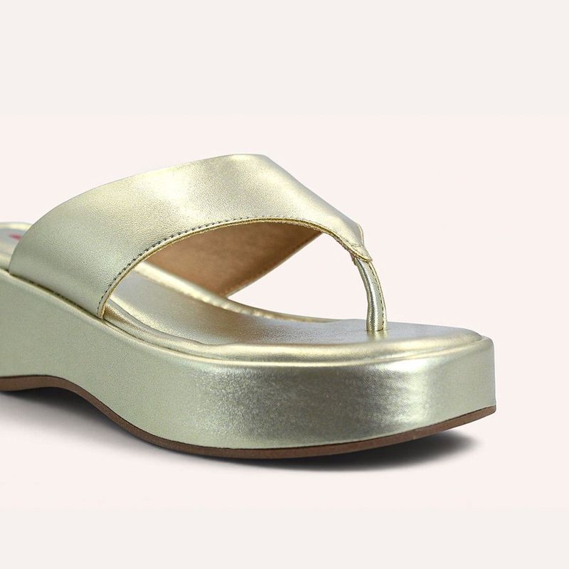 Tamanco Zatta De Dedo  Flatform Luma Dourado