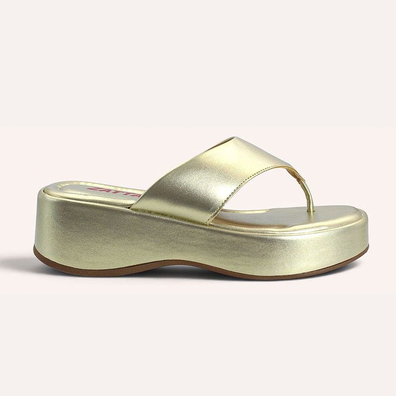 Tamanco Zatta De Dedo  Flatform Luma Dourado