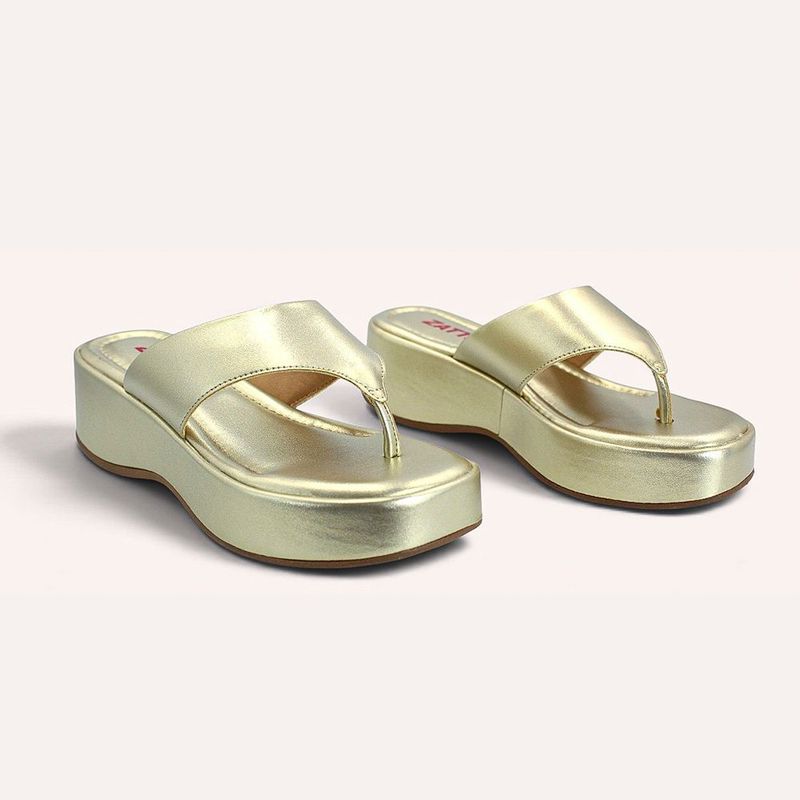 Tamanco Zatta De Dedo  Flatform Luma Dourado