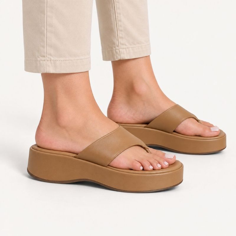Tamanco Zatta De Dedo  Flatform Luma Caramelo