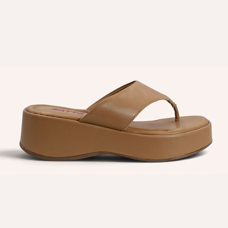 Tamanco Zatta De Dedo  Flatform Luma Caramelo