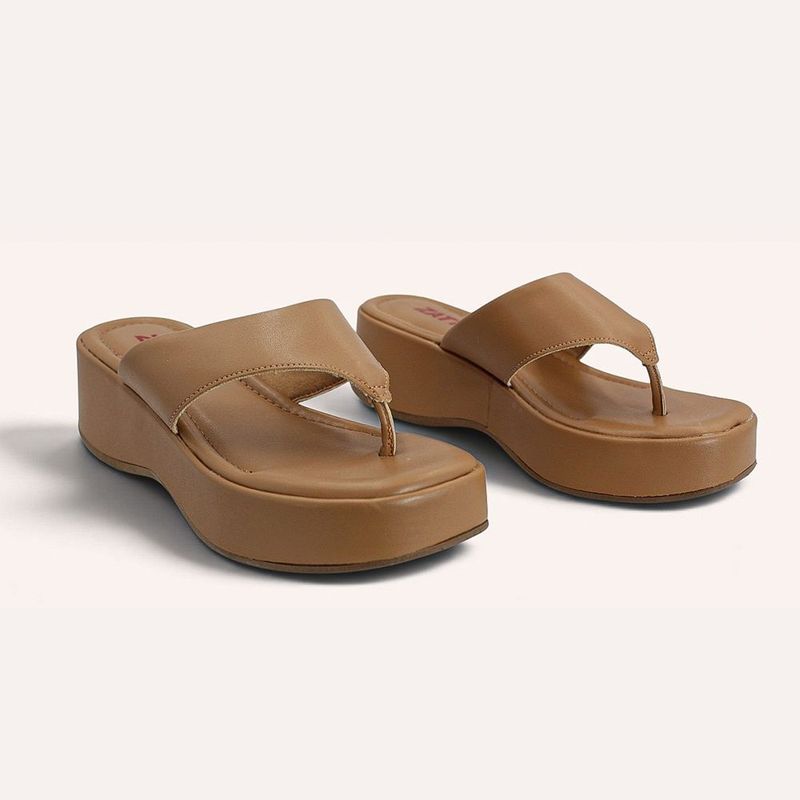 Tamanco Zatta De Dedo  Flatform Luma Caramelo