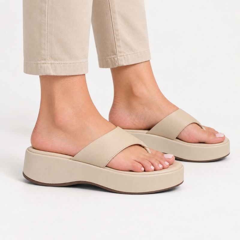 Tamanco Zatta De Dedo  Flatform Luma Amendoa