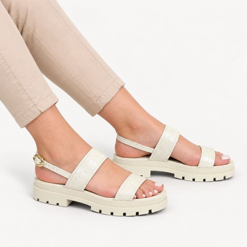 Sandália Zatta Solado Tratorado Liliana Off White