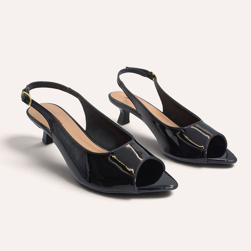 Sandália Zatta SlingbackBico Folha Dóris Preto