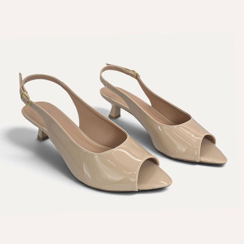 Sandália Zatta SlingbackBico Folha Dóris Amendoa