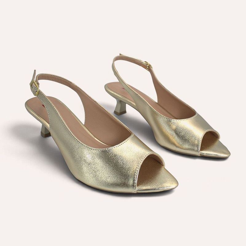 Sandália Zatta SlingbackBico Folha Dóris Dourado