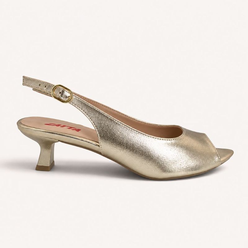 Sandália Zatta SlingbackBico Folha Dóris Dourado
