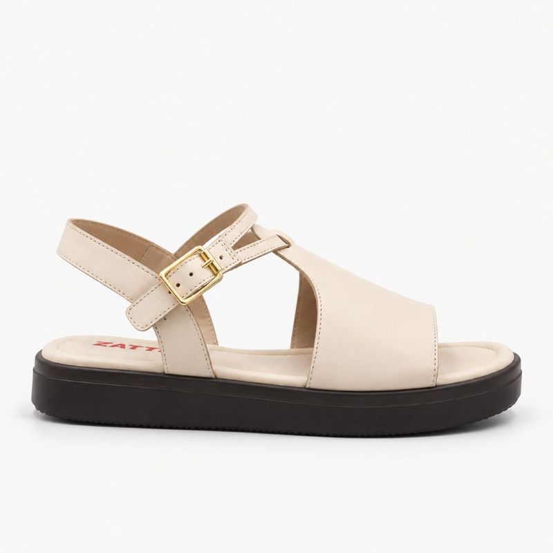 Sandália Zatta Flatform Fivela Lateral Valquiria Off White