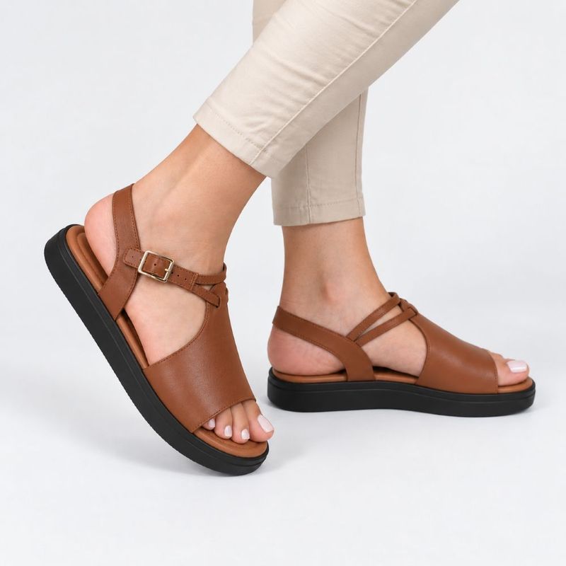 Sandália Zatta Flatform Fivela Lateral Valquiria Caramelo