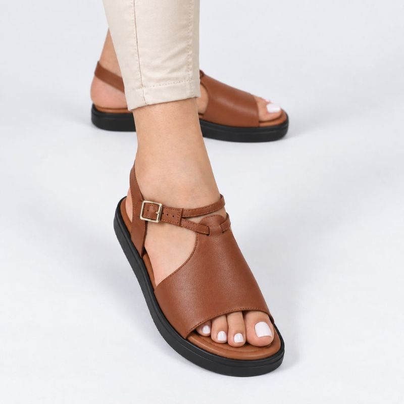 Sandália Zatta Flatform Fivela Lateral Valquiria Caramelo