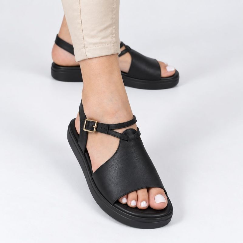 Sandália Zatta Flatform Fivela Lateral Valquiria Preta