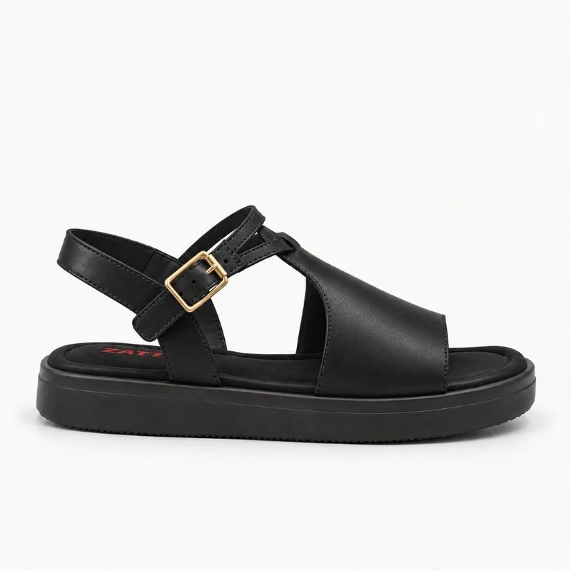 Sandália Zatta Flatform Fivela Lateral Valquiria Preta