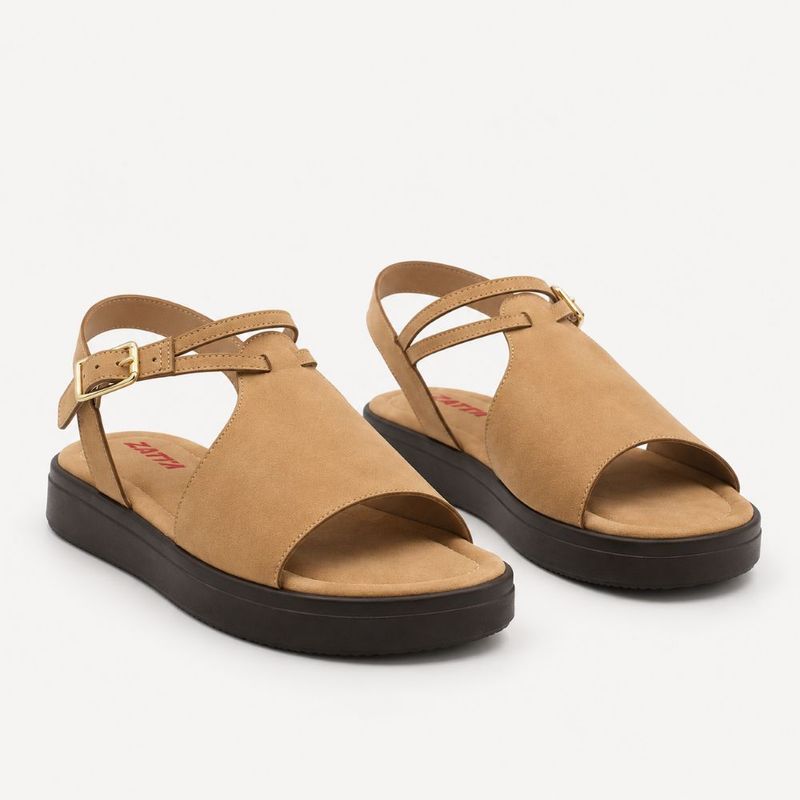 Sandália Zatta Flatform Fivela Lateral Valquiria Taupe