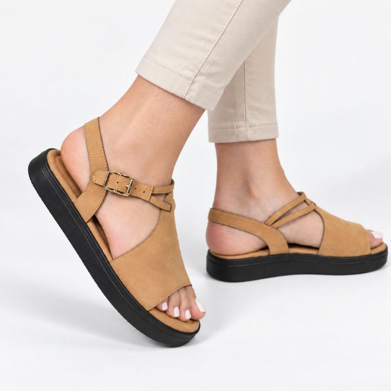 Sandália Zatta Flatform Fivela Lateral Valquiria Taupe