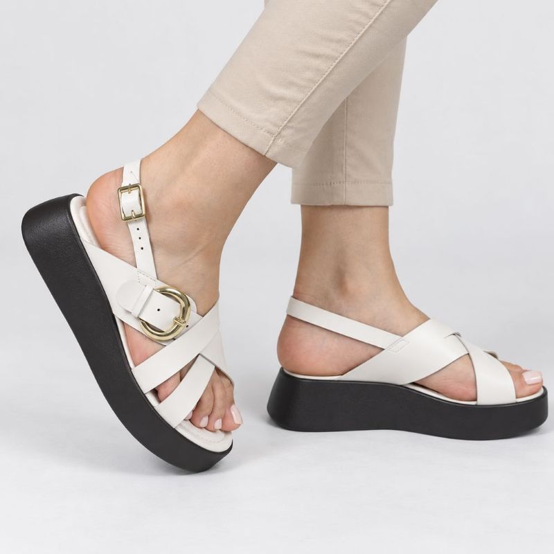 Sandália Zatta Flatform Fivela Entrelaçada Val Off White