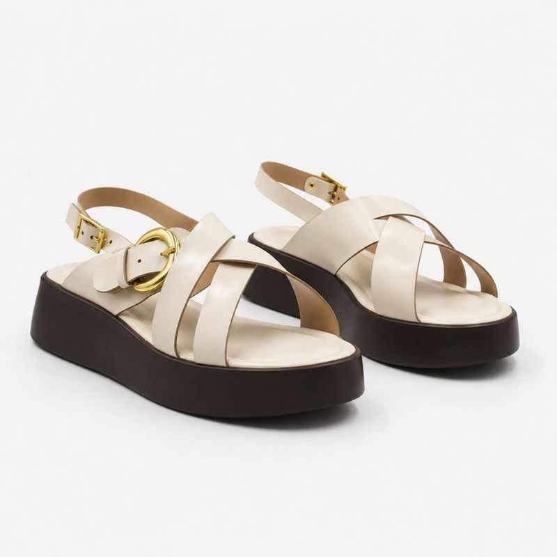 Sandália Zatta Flatform Fivela Entrelaçada Val Off White