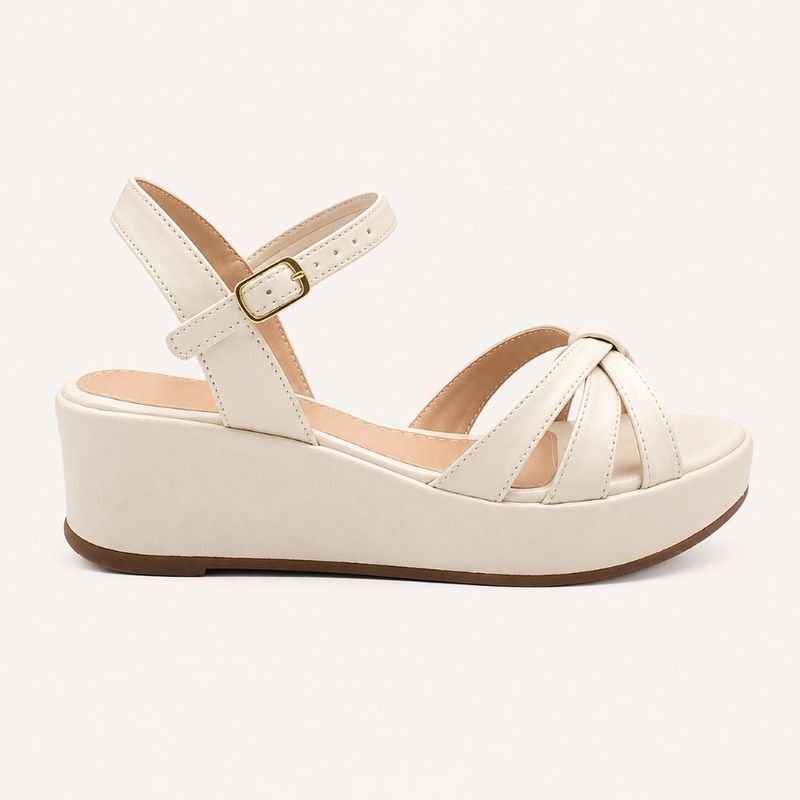 Sandália Zatta Anabela Flat Alanis Off White