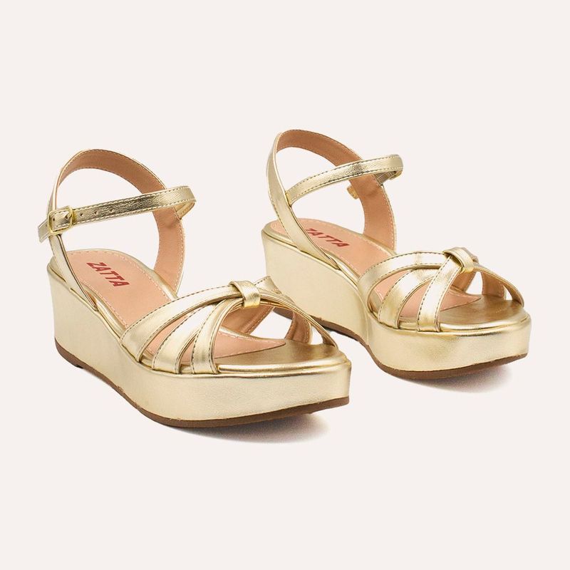 Sandália Zatta Anabela Flat Alanis Dourada