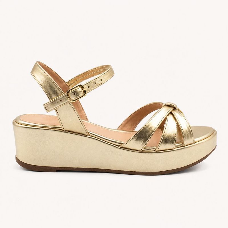 Sandália Zatta Anabela Flat Alanis Dourada