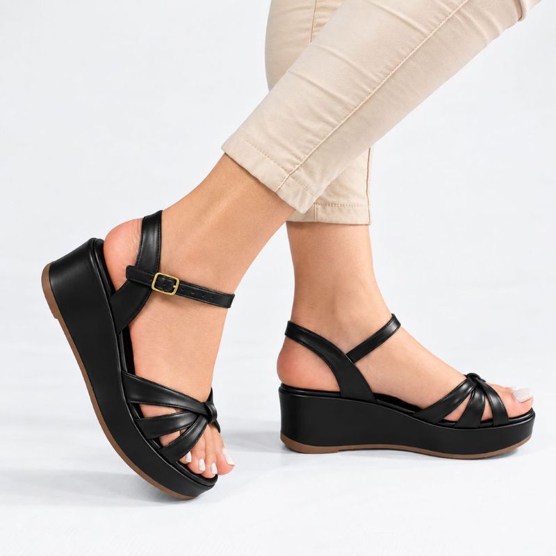 Sandália Zatta Anabela Flat Alanis Preto Napa