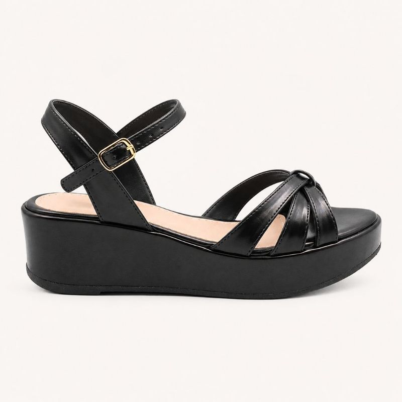 Sandália Zatta Anabela Flat Alanis Preto Napa
