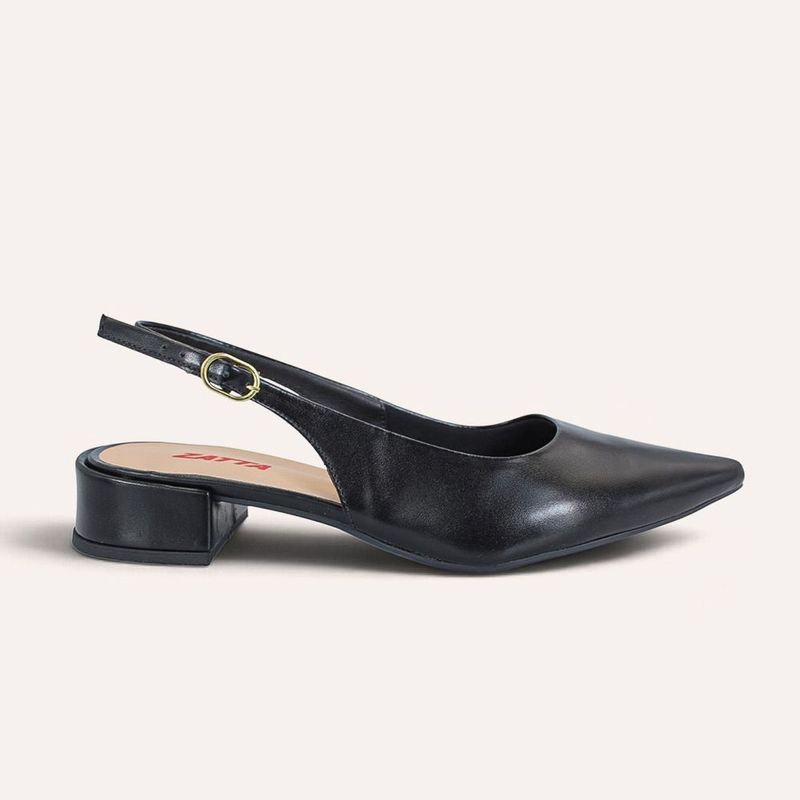 Scarpin Zatta Slingback Salto Baixo Dalila Preto