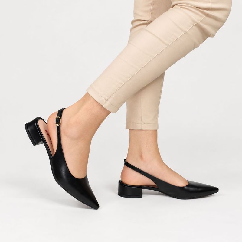 Scarpin Zatta Slingback Salto Baixo Dalila Preto