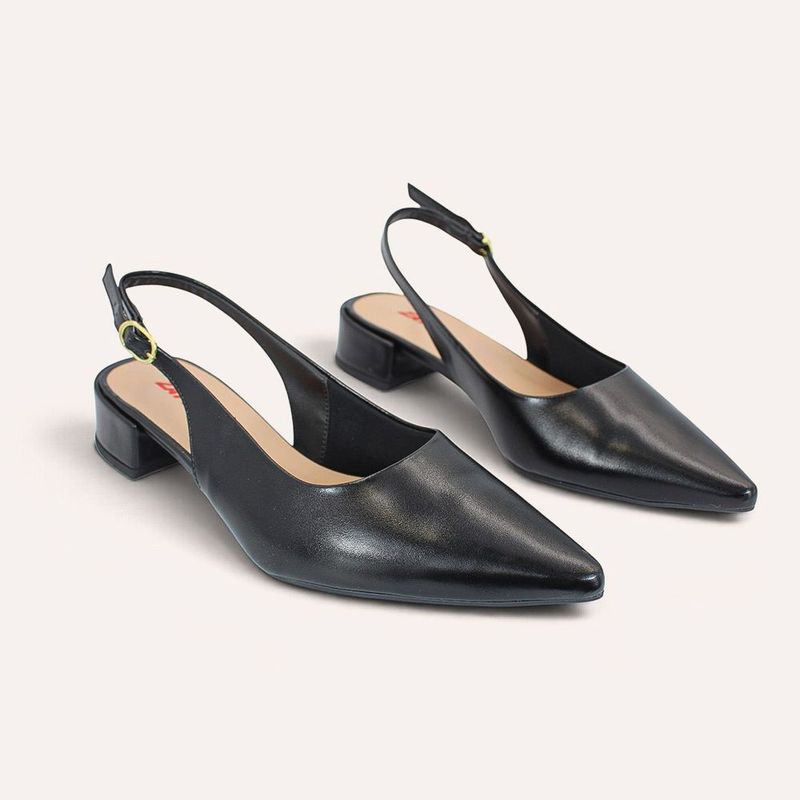 Scarpin Zatta Slingback Salto Baixo Dalila Preto