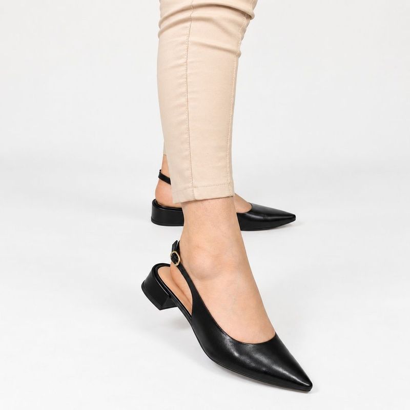 Scarpin Zatta Slingback Salto Baixo Dalila Preto
