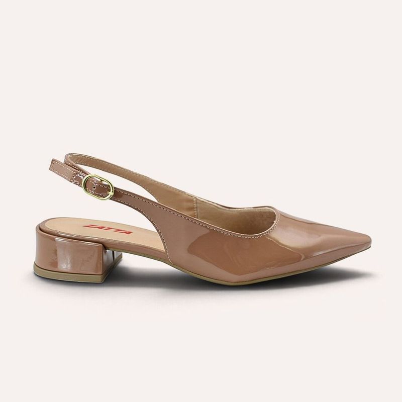 Scarpin Zatta Slingback Salto Baixo Dalila Nude