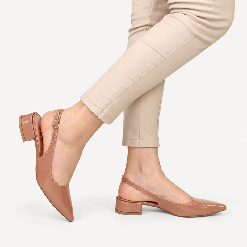 Scarpin Zatta Slingback Salto Baixo Dalila Nude