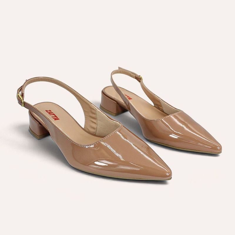 Scarpin Zatta Slingback Salto Baixo Dalila Nude